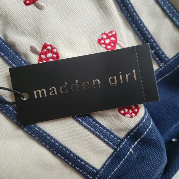 Madden Girl Mushroom Print Canvas Tote Bag - Picture 2 of 13